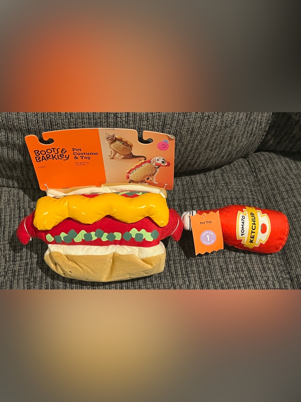 Plush Pet Costume Bun  - Red Ketchup size XS New